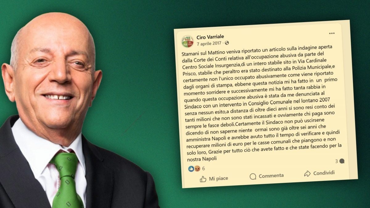 Ciro Varriale e uno dei post in favore dello sgombero dei centri sociali, datato 2017