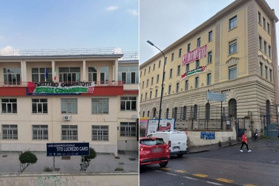 Il Liceo Tito Lucrezio Caro (a sinistra) e il Liceo Giambattista Vico (a destra)