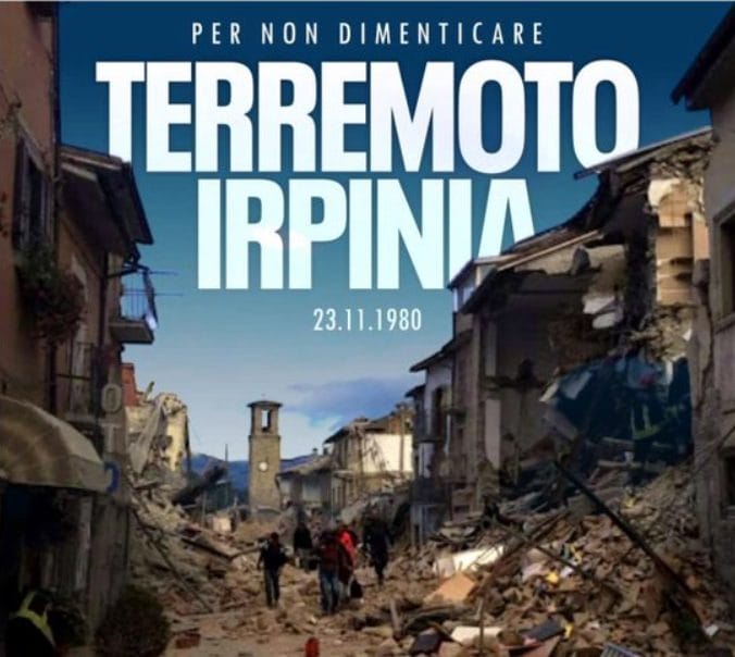 La foto in ricordo del terremoto in Irpinia originariamente pubblicata dal ministro Musumeci, che recava però una immagine del sisma di Amatrice