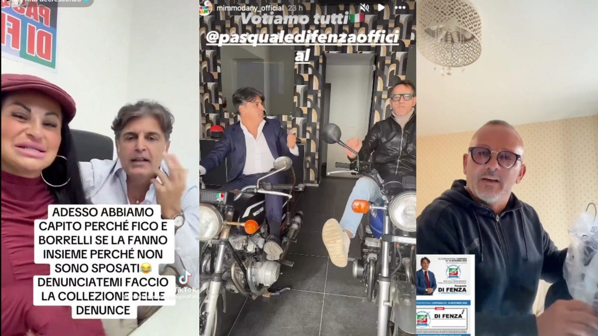 Di Fenza con Rita De Crescenzo e Mimmo Dany. A destra il commerciante Angelo Napolitano che fa un endorsement per il geometra di Marano.