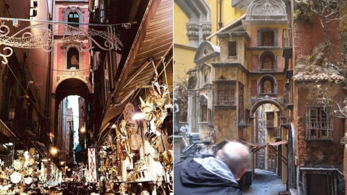 San Gregorio Armeno (a sinistra). Il presepe gigante (a destra)