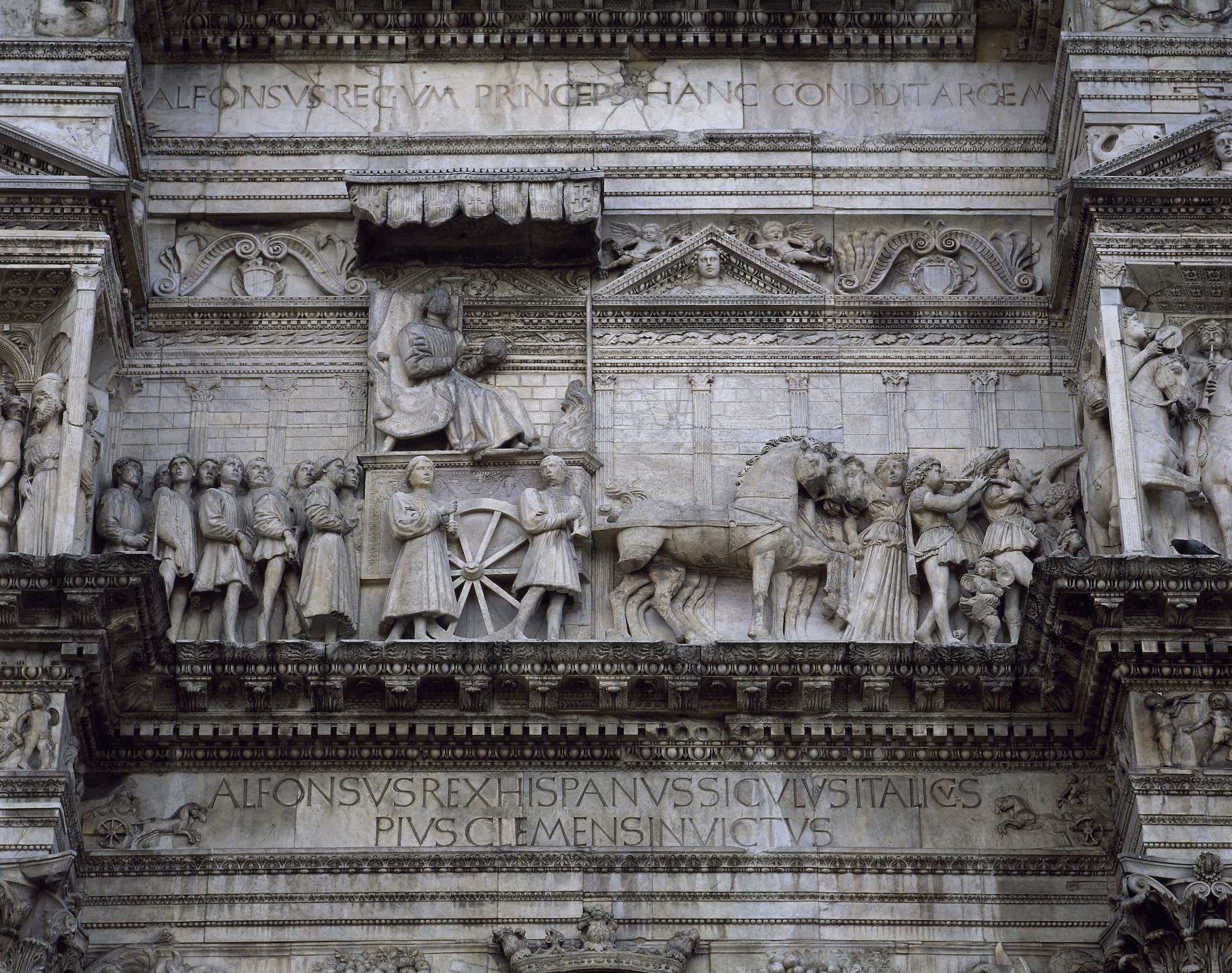 L’ingresso di re Alfonso V of Aragon a Napoli, nel bassorilievo a Castel Nuovo