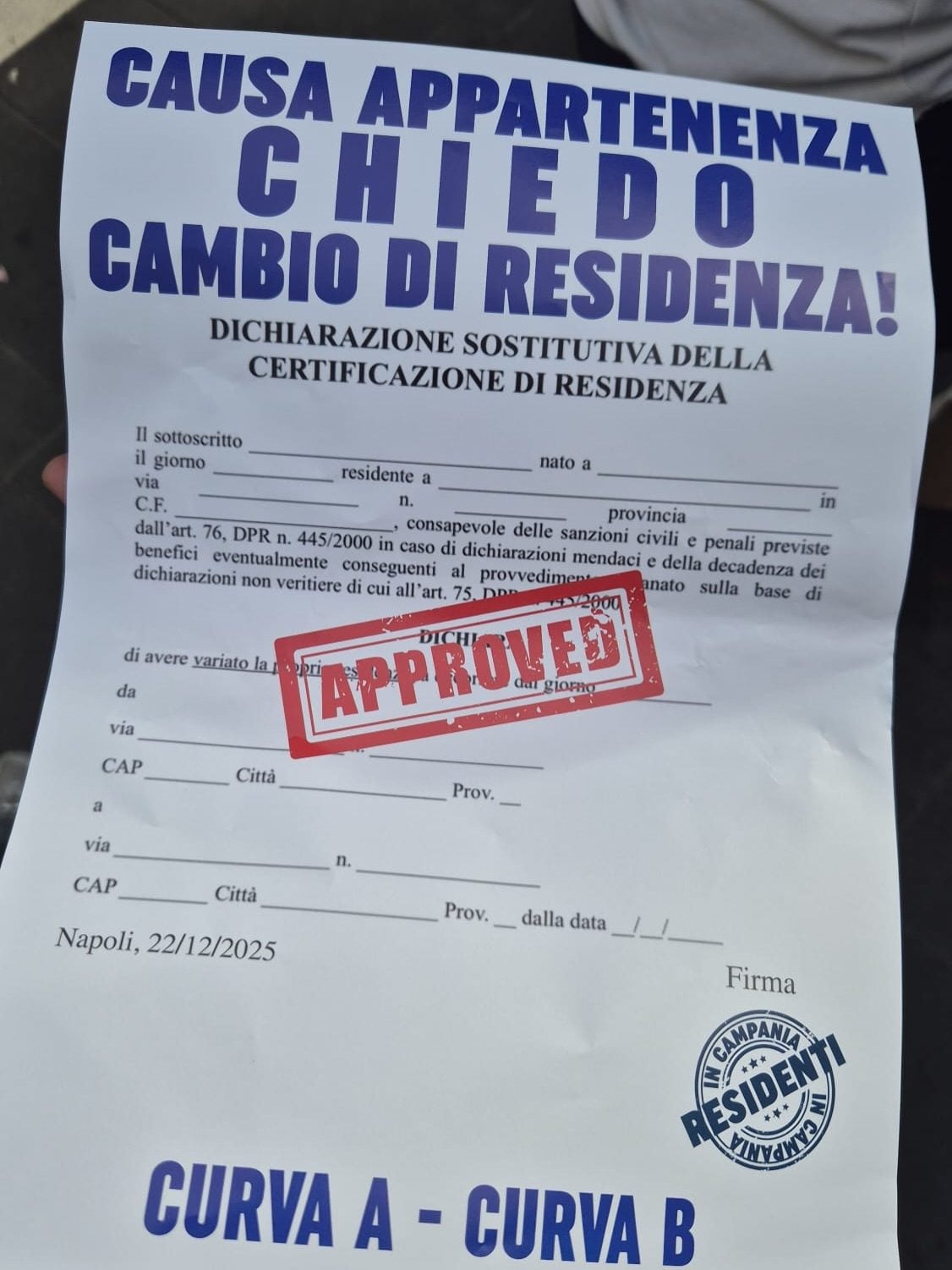 Il volantino provocatorio delle Curve A e B del Napoli