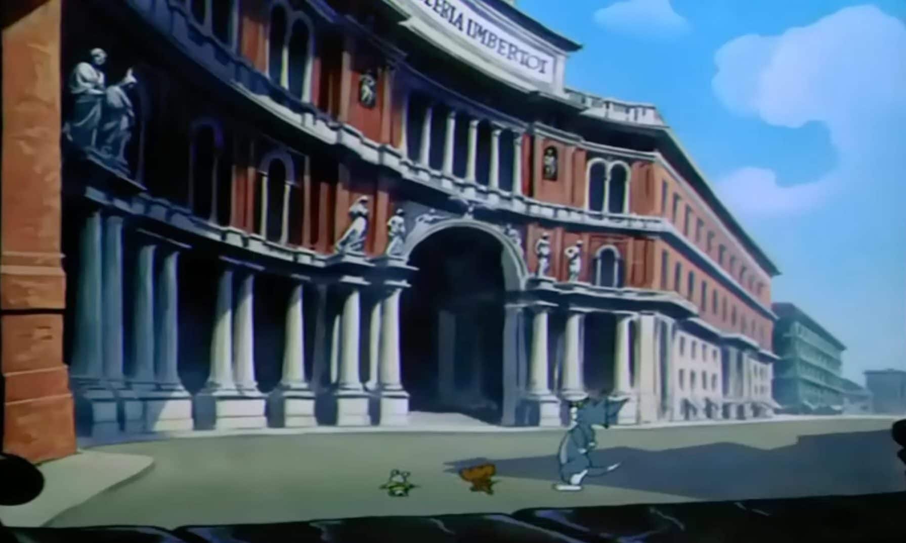 Tom, Jerry e Topo davanti la Galleria Umberto I