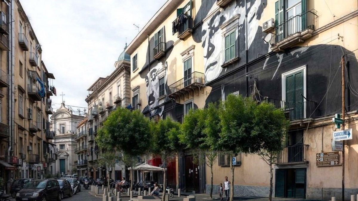 Il rendering del nuovo Largo Murale Totò e Peppino