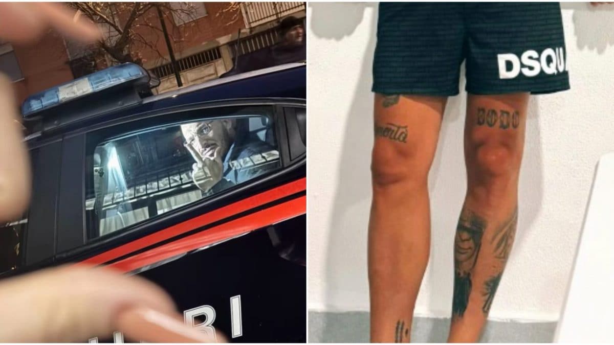 Vincenzo Valentino al momento del fermo e i tatuaggi mostrati sui social