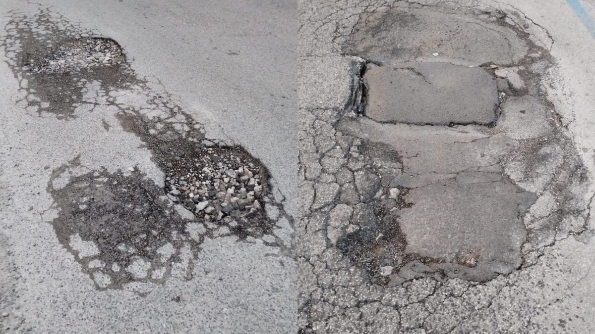 Buche su via Orsini. Foto Giuseppe Cozzolino / Fanpage.it