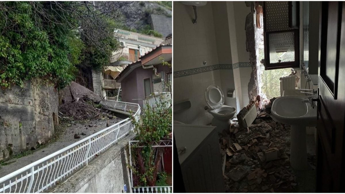 I danni della frana a Vetri sul Mare (Salerno)