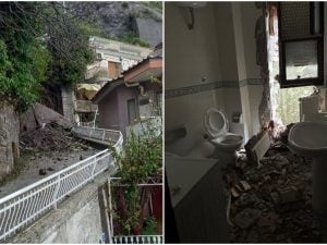 Frana il costone a Vietri sul mare: sventrata abitazione, famiglia sgomberata