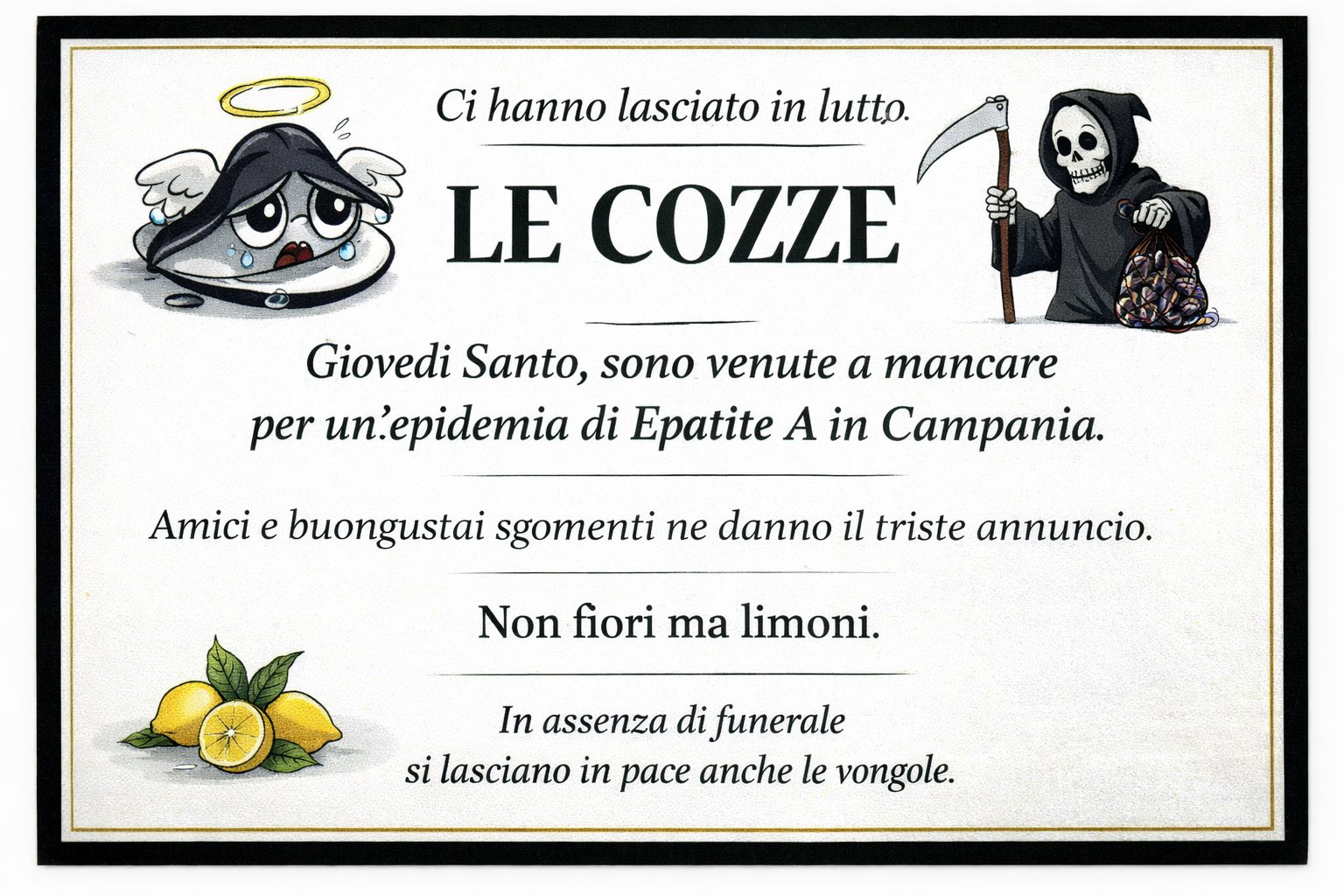 Ironia napoletana sulla zuppa di cozze pasquale