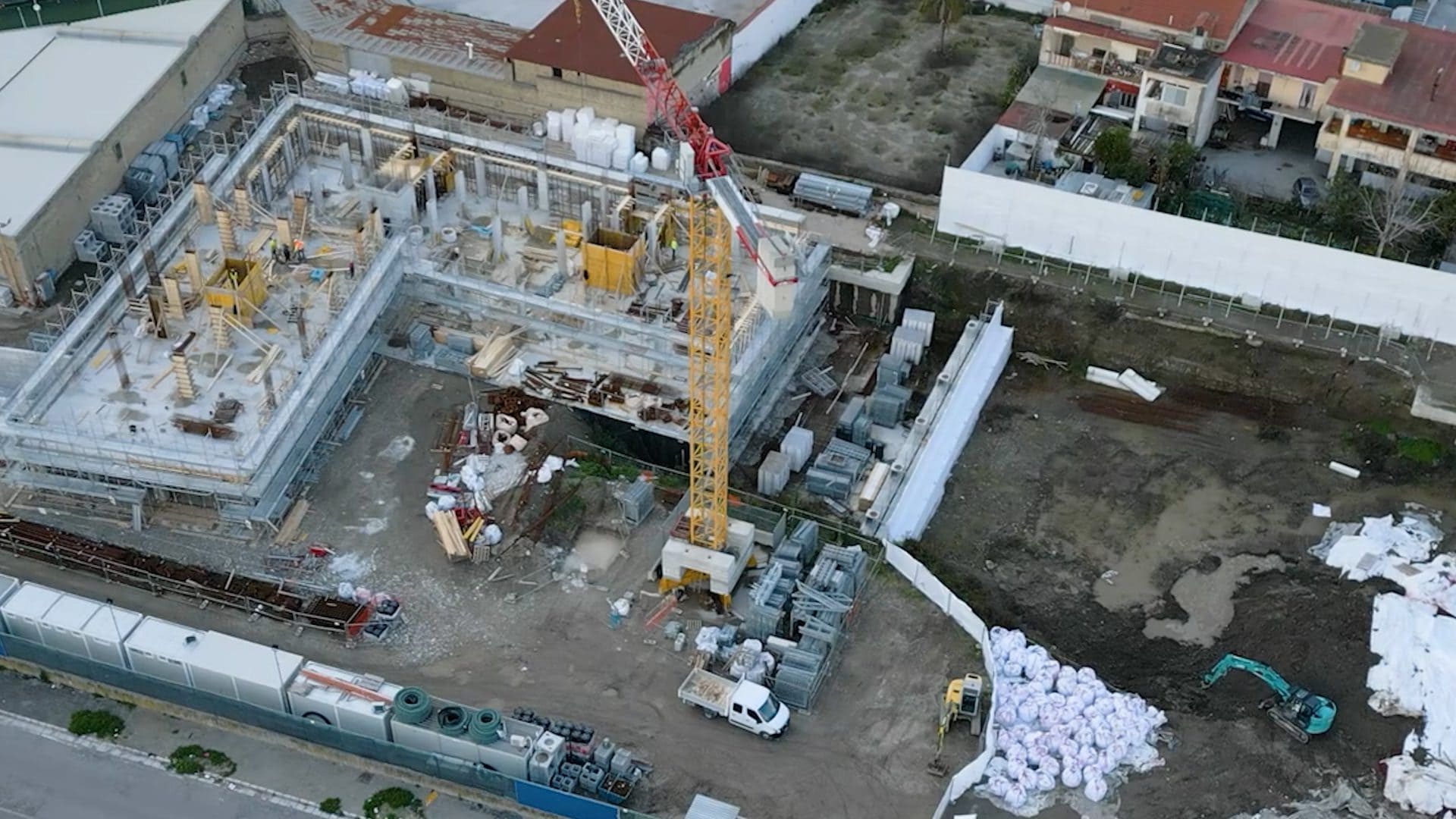 Veduta aerea del cantiere per le nuove case dei Bipiani di Ponticelli