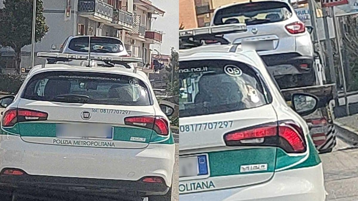 L’auto sequestrata dalla Polizia Metropolitana