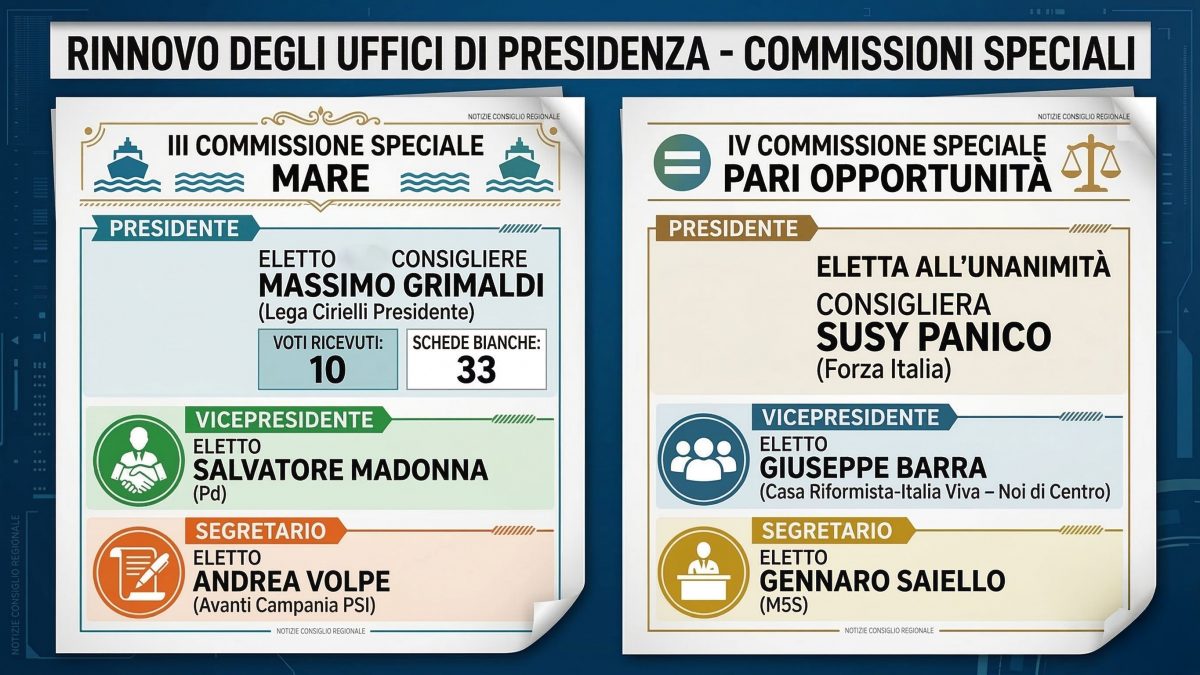 elezione commissioni speciali terza e quarta consiglio regionale campania 2026