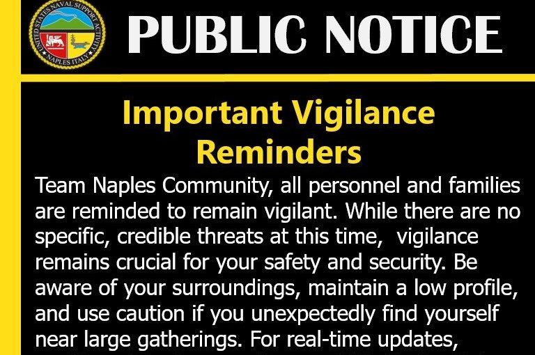 Il messaggio apparso sulle pagine social della Base Nato di Giugliano in Campania