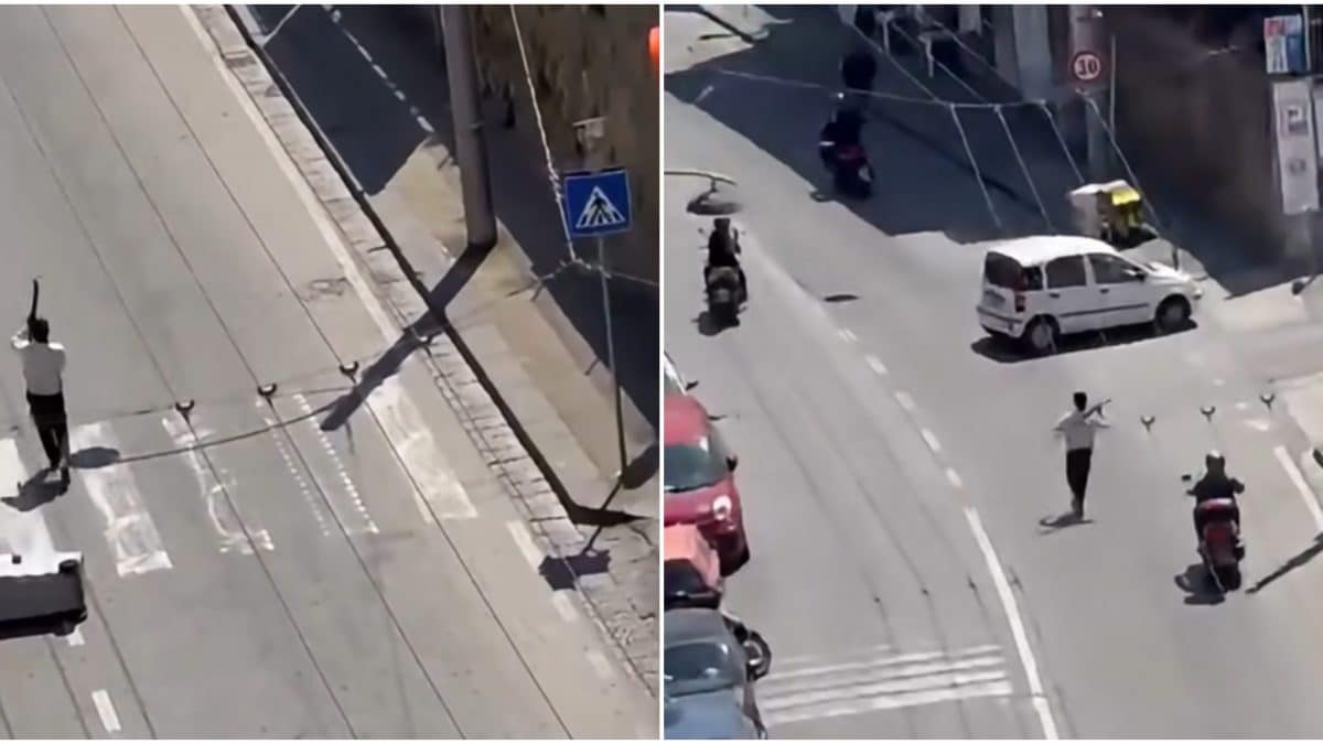 Colli Aminei, frame del video dell’uomo armato di spranga