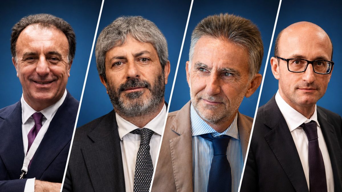 Da sinistra, Pietro Diamantini, Roberto Fico, Umberto de Gregorio, Mario Casillo