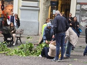 Maltempo a Napoli, al Vomero ramo crolla e ferisce donna alla testa in via Scarlatti