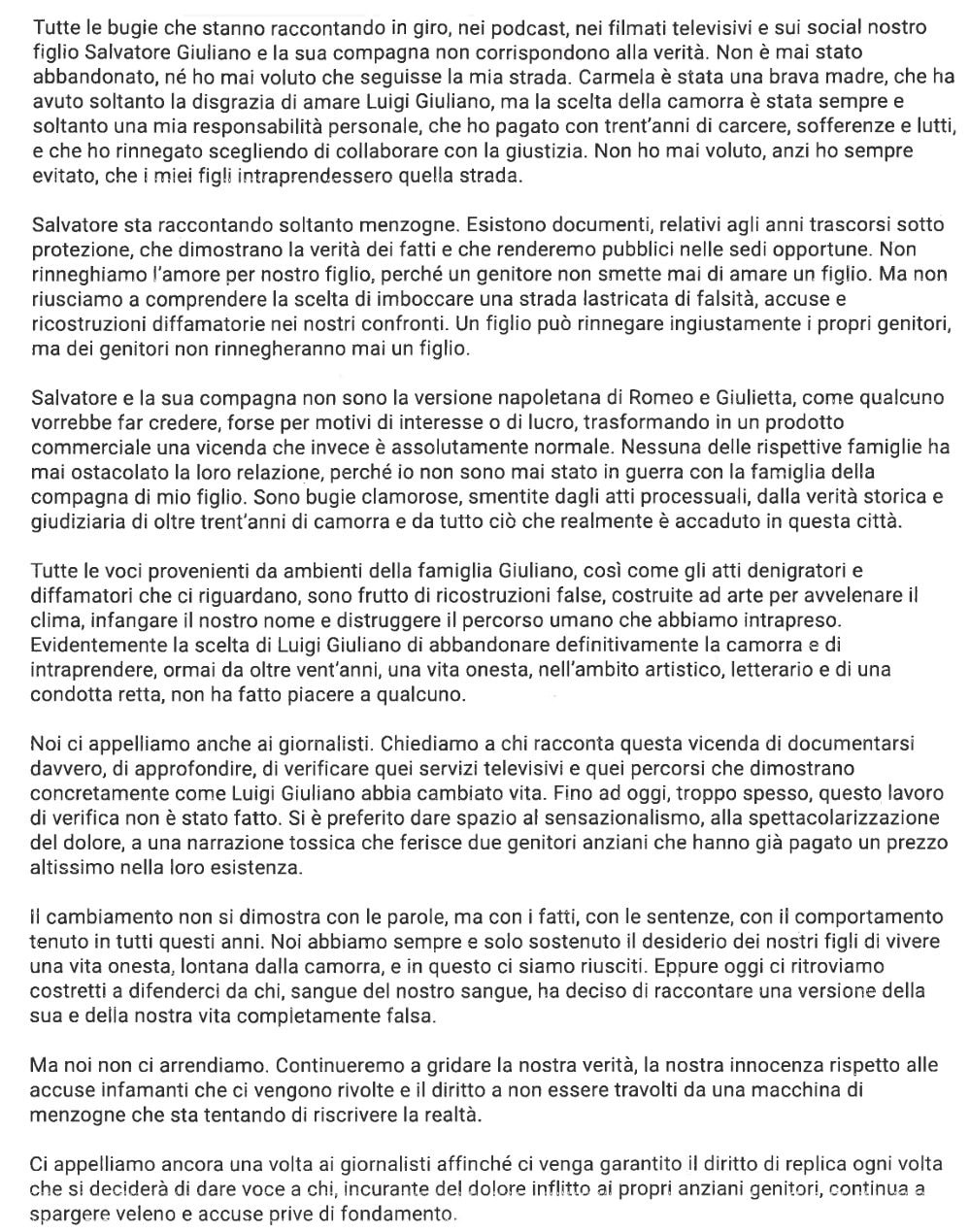 La lettera di Giuliano e Marzano