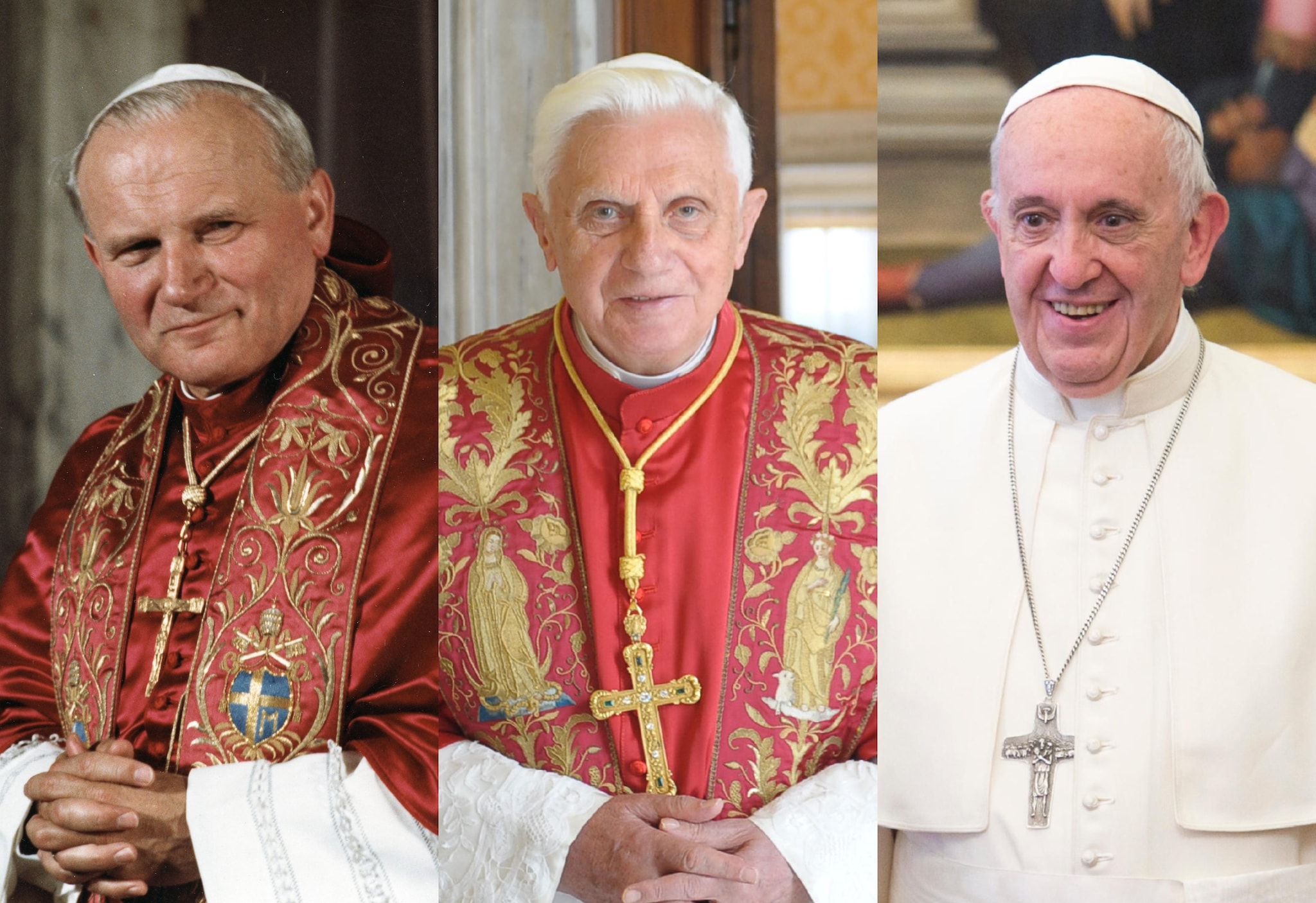 Papa Giovanni Paolo II, Papa Benedetto XVI, Papa Francesco