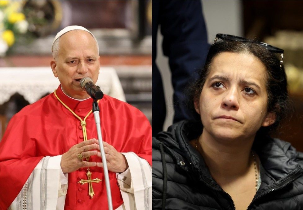 Papa Leone XIV (a sinistra) e Patrizia Mercolino, mamma di Domenico Caliendo (a destra)