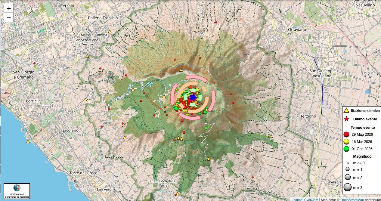 L’epicentro del terremoto sul portale dell’Osservatorio Vesuviano Ingv