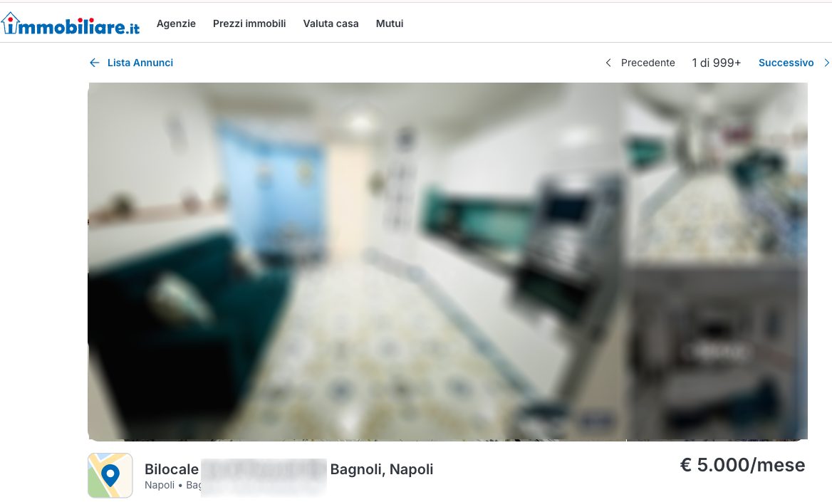 Bagnoli, bilocale a 5.000 €/mese