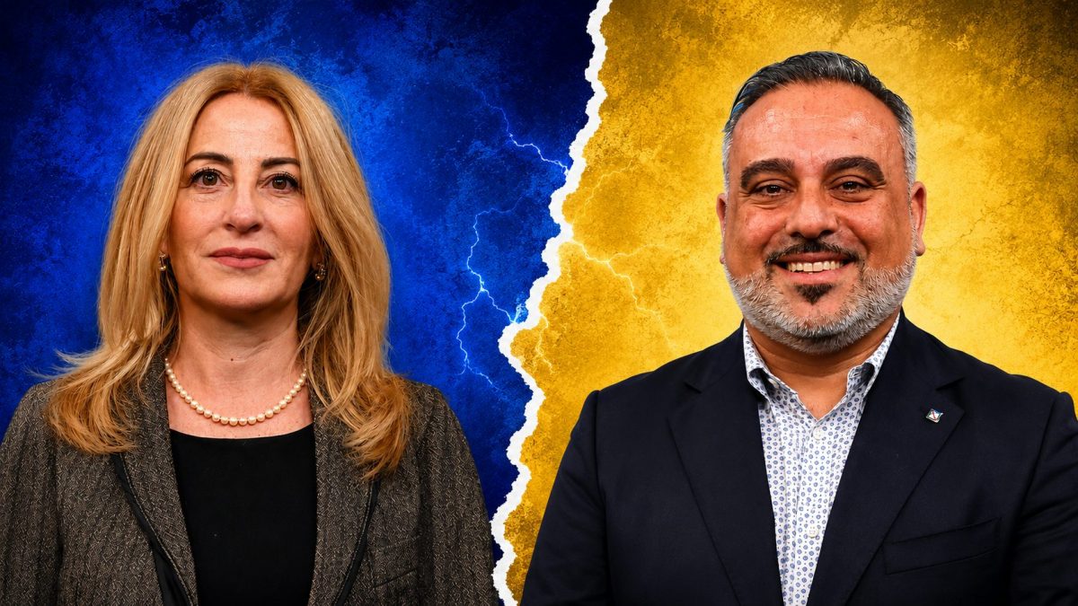 Lucia Fortini (A testa alta) e Salvatore Flocco (M5s)