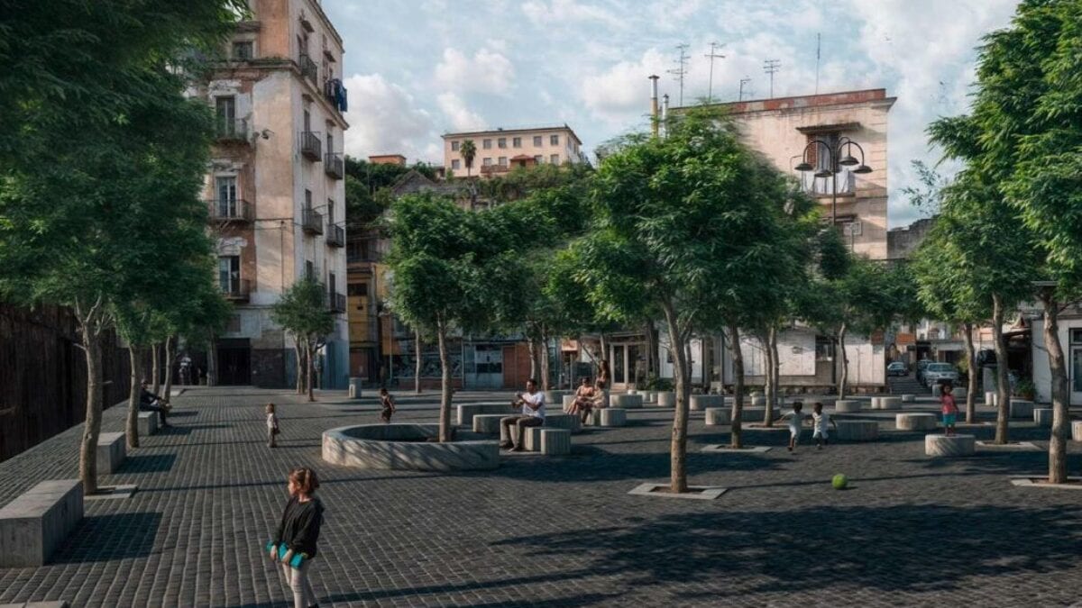 Il rendering della nuova piazza San Gennaro alla Sanità