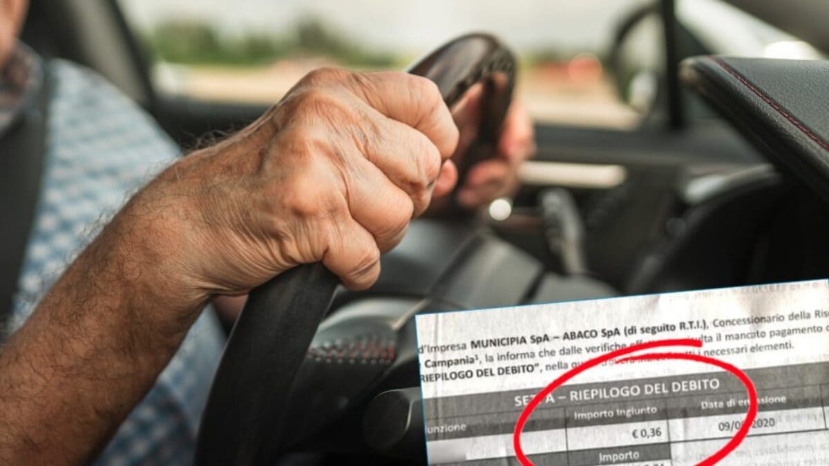Nel riquadro il debito di 0,36 euro per la tassa di circolazione