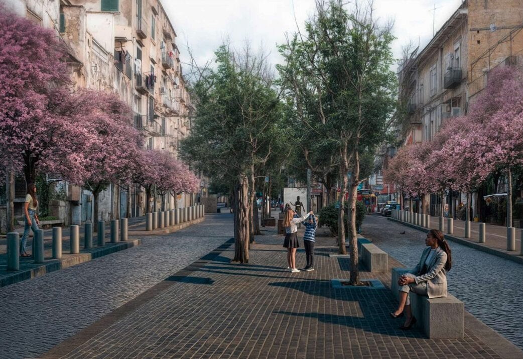 Il rendering del nuovo Largo Totò alla Sanità
