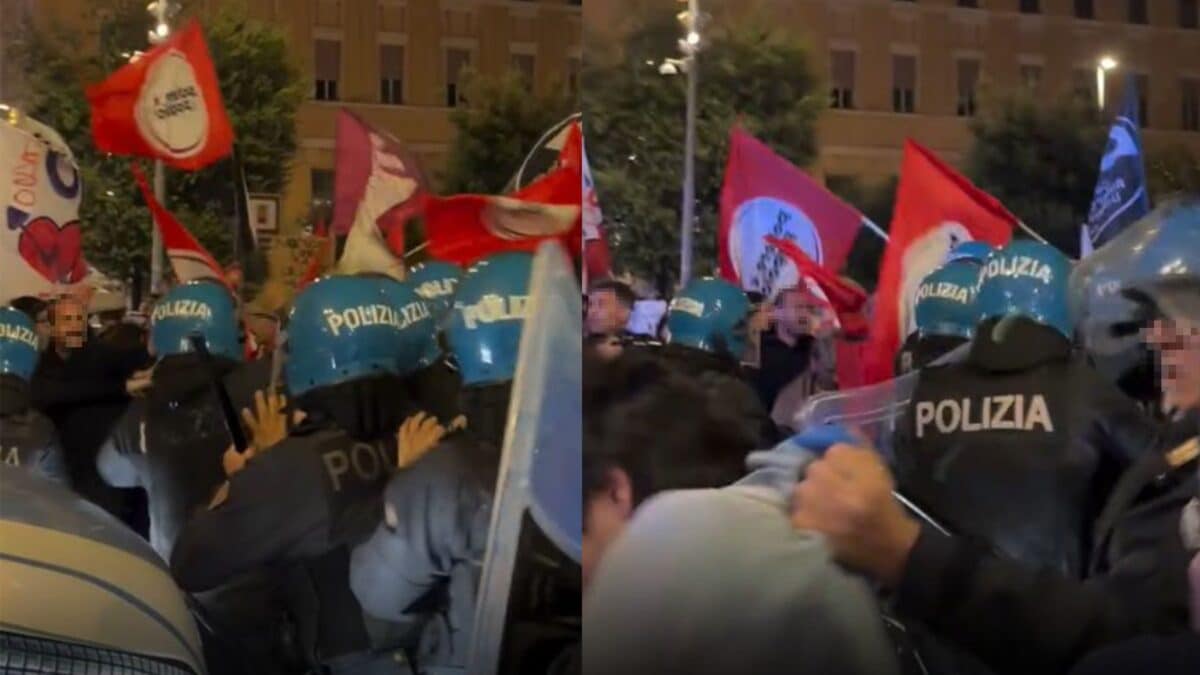 Scontri in piazza Municipio a Napoli