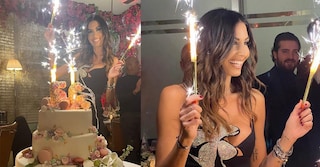 Elisabetta Gregoraci festeggia il compleanno: brilla col fiore di cristalli sul seno