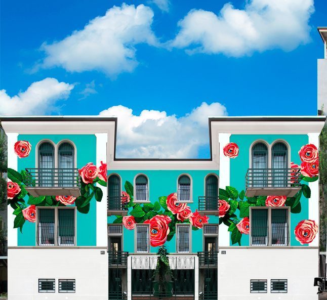 Le grafiche Roses per il progetto TOILETPAPER STREET dreamed with ORGANICS by Red Bull