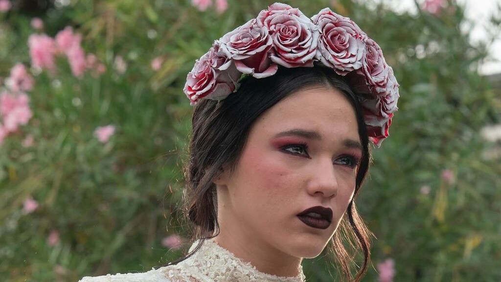 Set Corona E Bracciale Floreale Per Matrimonio - Rosa - Fiori Di Rosa Artificiali