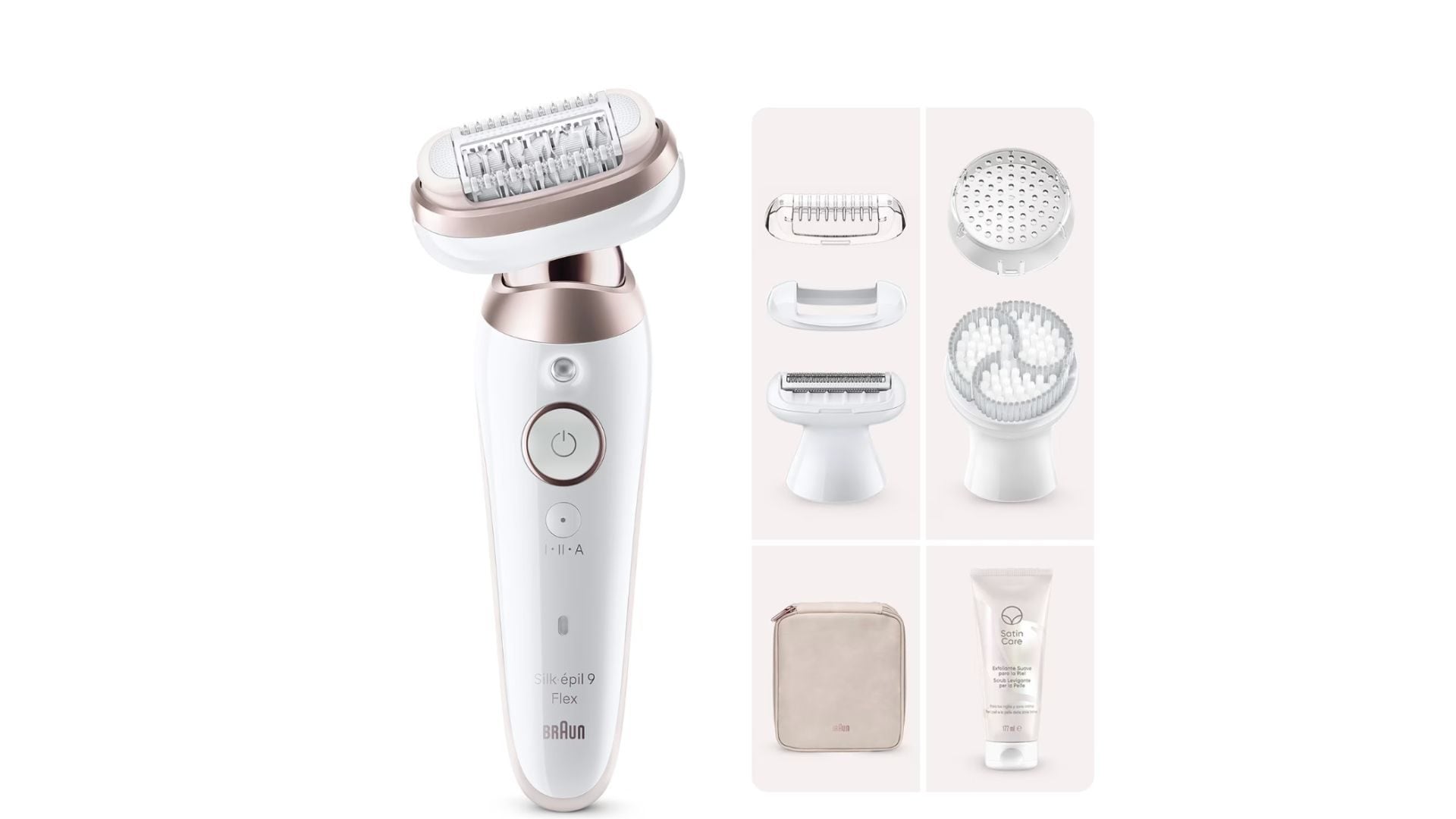 Kit Braun: Silk-épil 9 Flex, 5 accessori e&nbsp;scrub levigante Satin Care