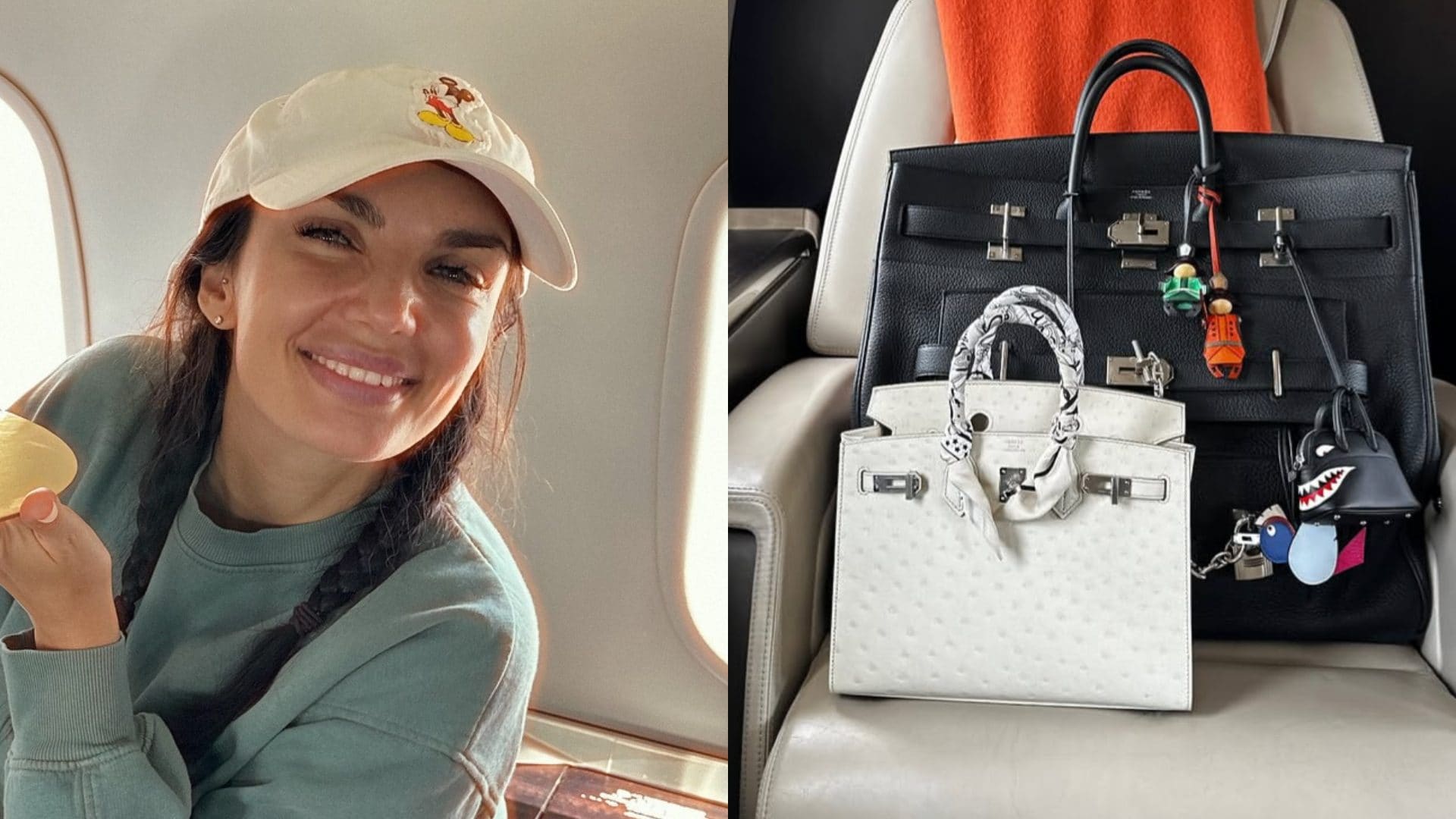 Elettra Lamborghini viaggia in jet privato con due borse firmate da oltre 100mila euro