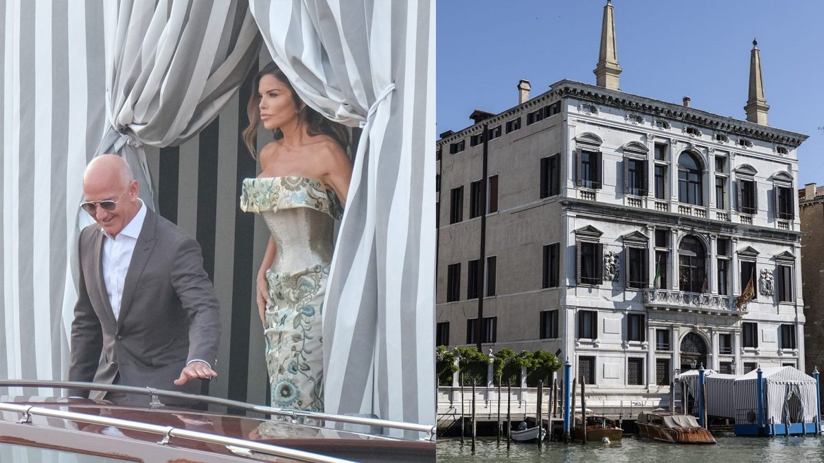 Jeff Bezos e Lauren Sanchez all’uscita dall’hotel