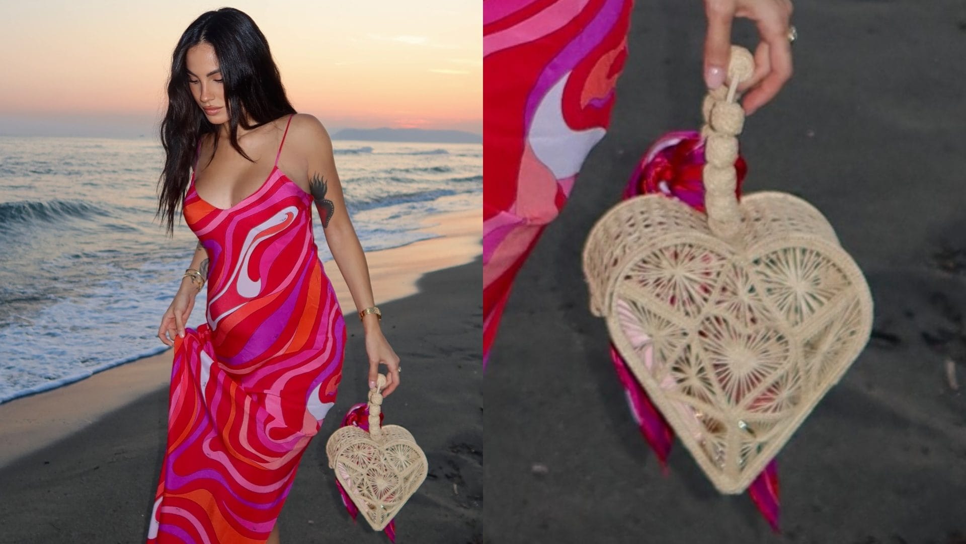 L’accessorio da avere in estate è la borsa di paglia a cuore (come quella di Giulia De Lellis)