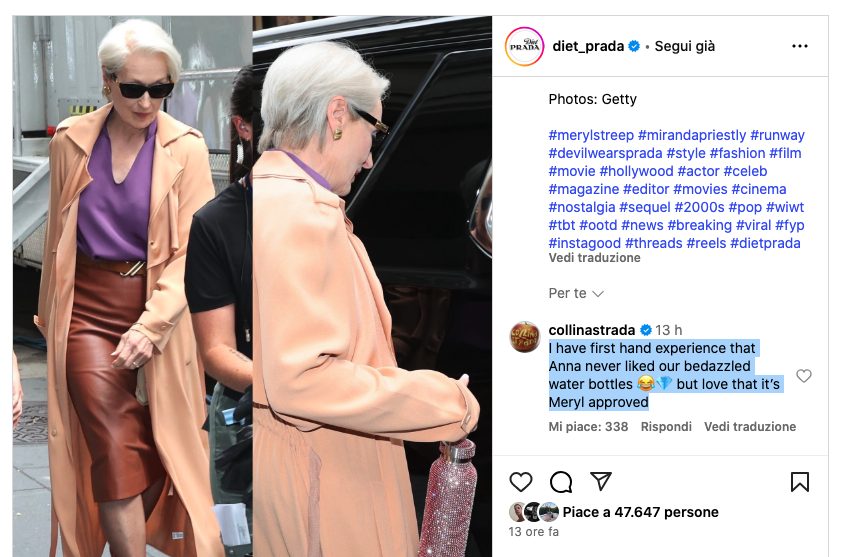 Il commento di Collina Strada al pos di @diet_prada