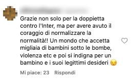 Uno dei commenti al post
