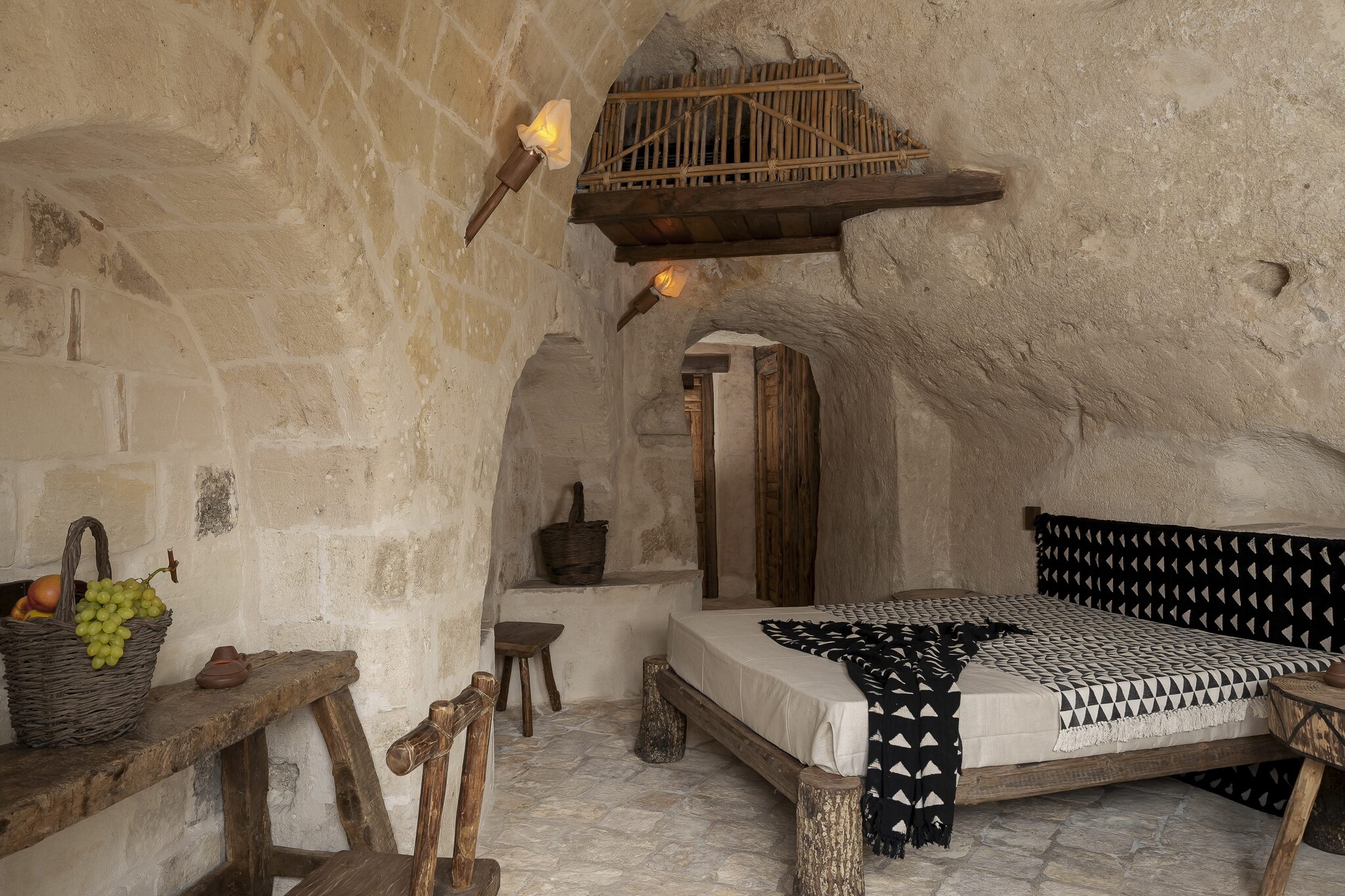 Una stanza dell’hotel Moyseion di Matera