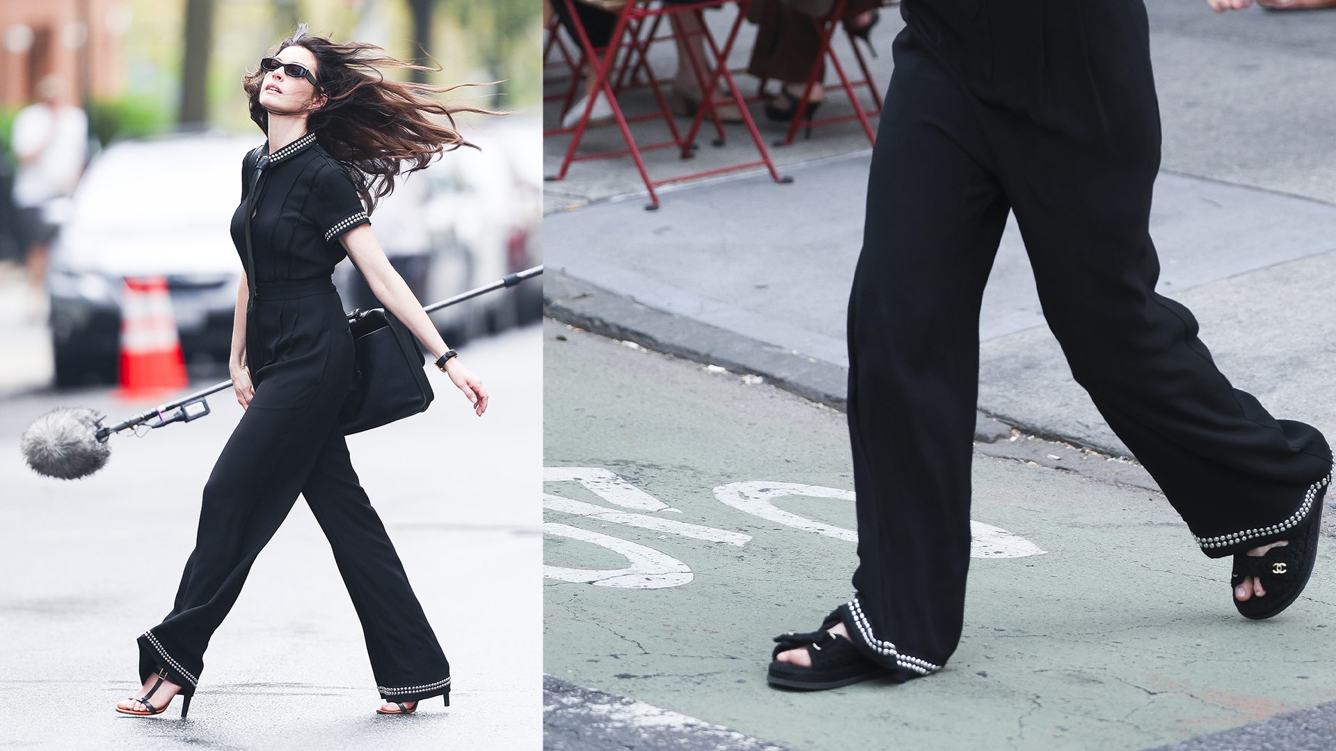 Anne Hathaway una di noi: tacchi alti per Il Diavolo veste Prada, ma coi sandali a portata di mano