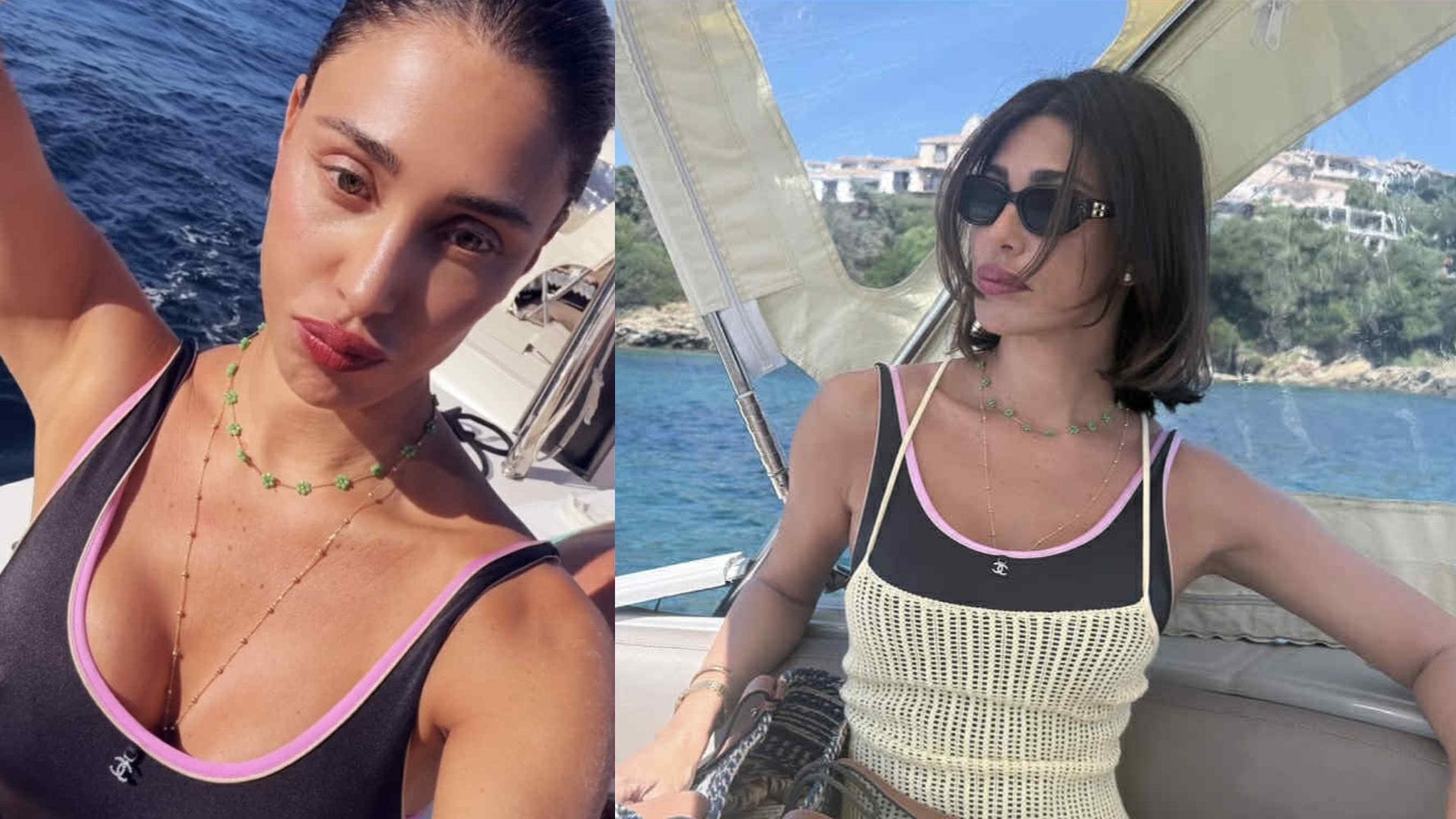 Belén Rodriguez, costume intero per la giornata in barca: il look balneare vale oltre mille euro