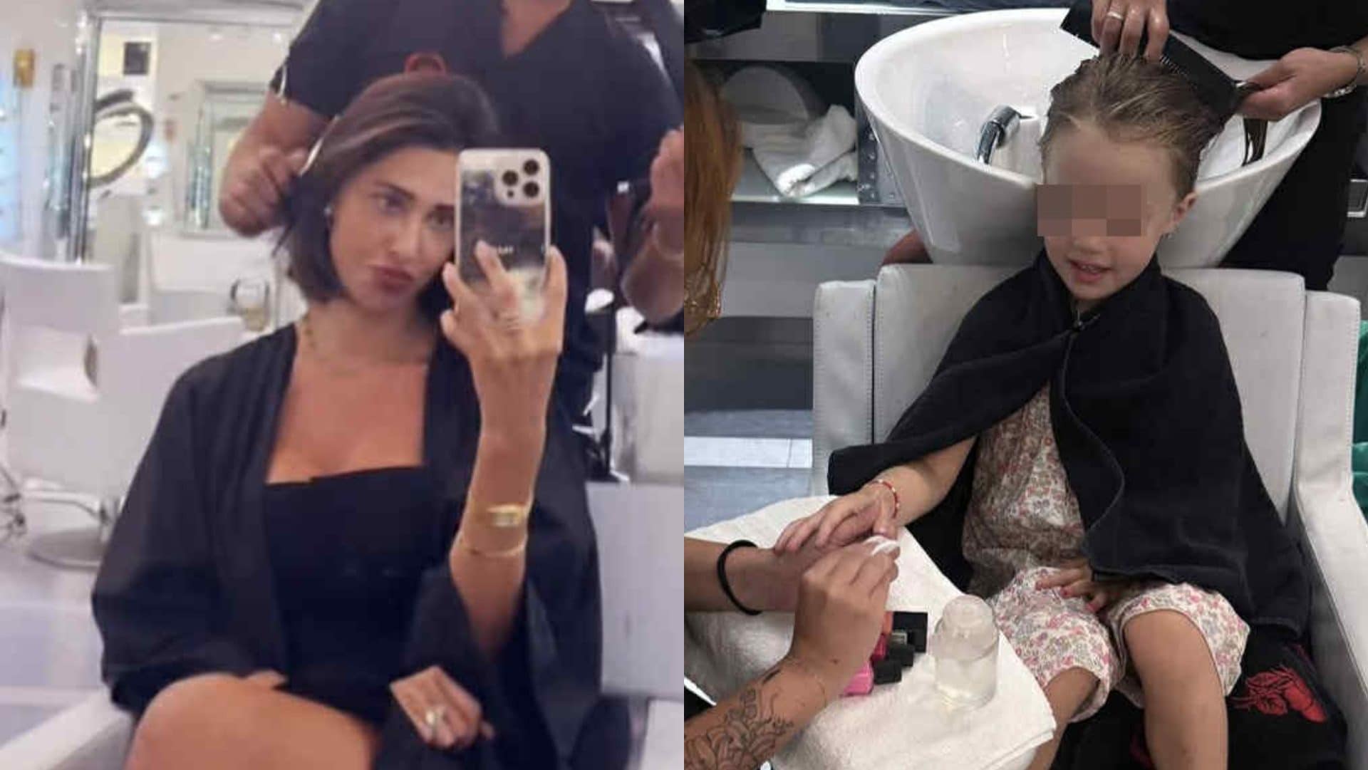 Luna Marì, passione manicure: dal parrucchiere con mamma Belén mette lo smalto alle unghie