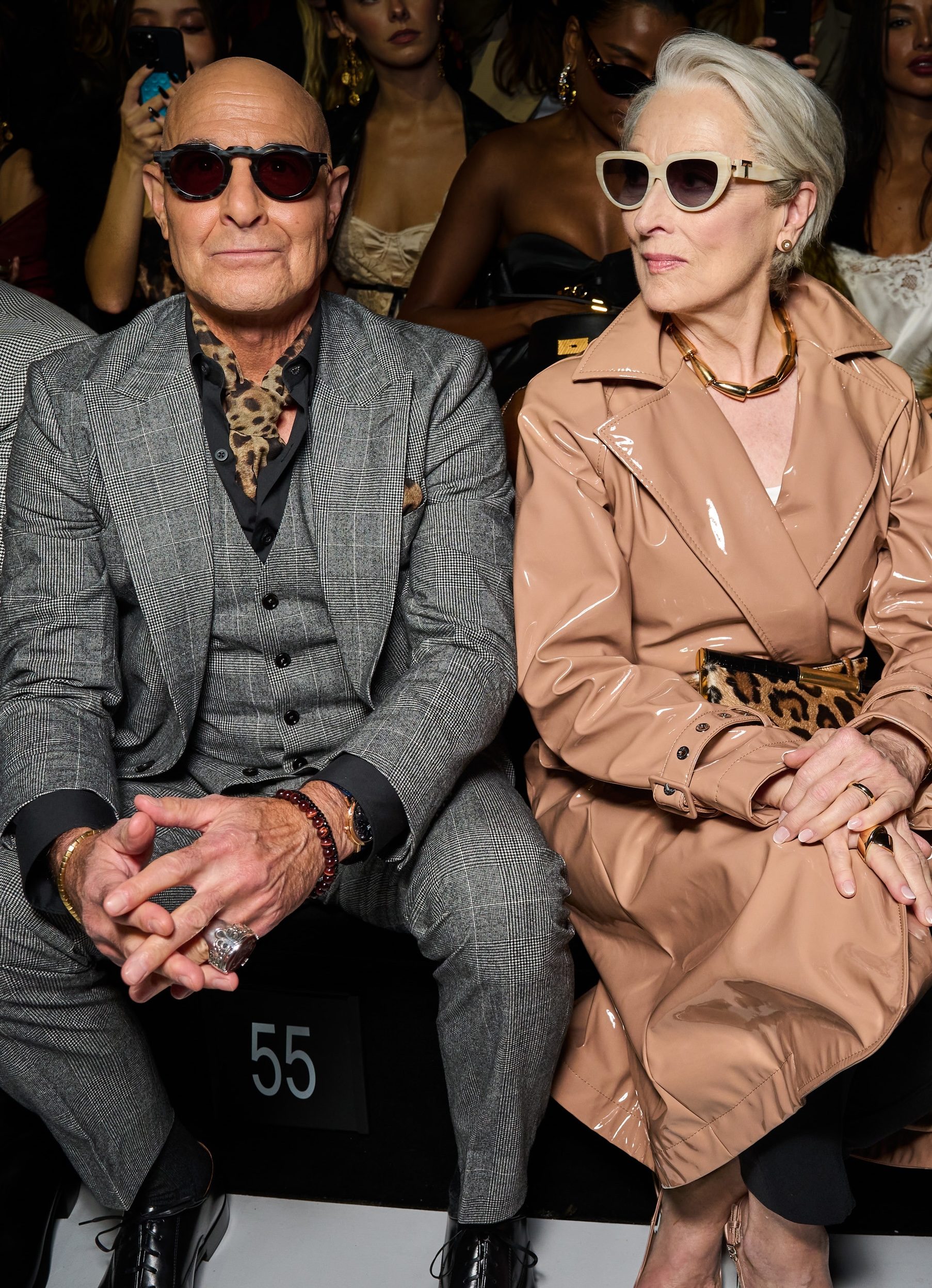 Miranda e Nigel nel front row della sfilata