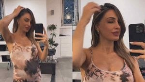 Anna Tatangelo torna ai capelli scuri: cambio look in gravidanza