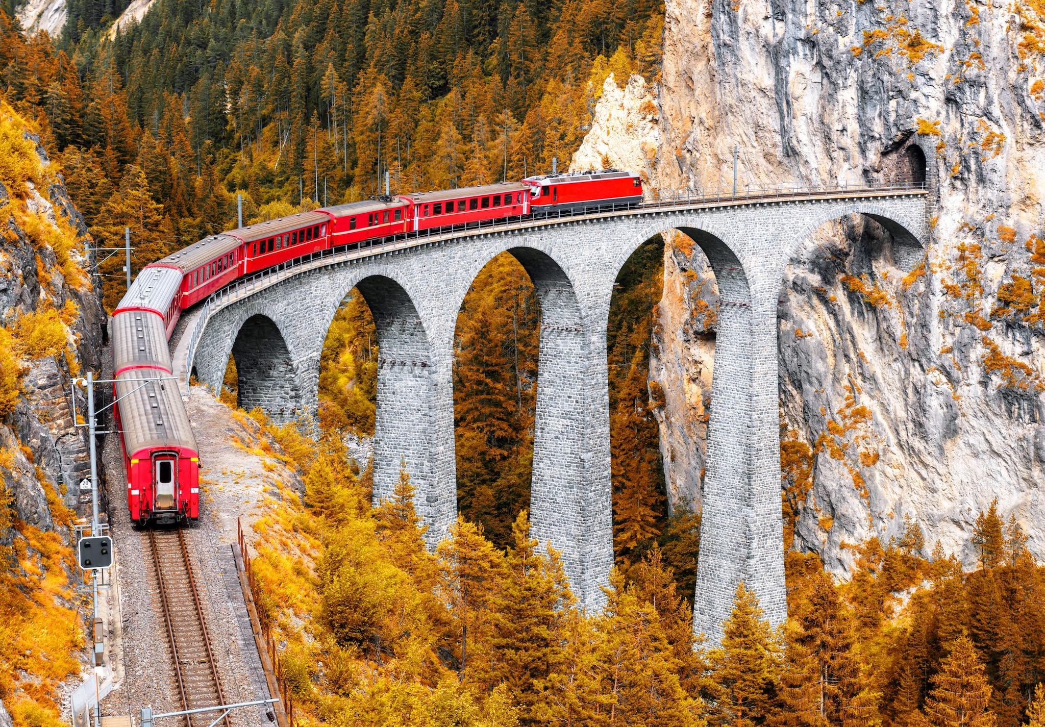 Trenino Rosso del Bernina in autunno 2025: orari, costi e percorsi per ammirare il foliage