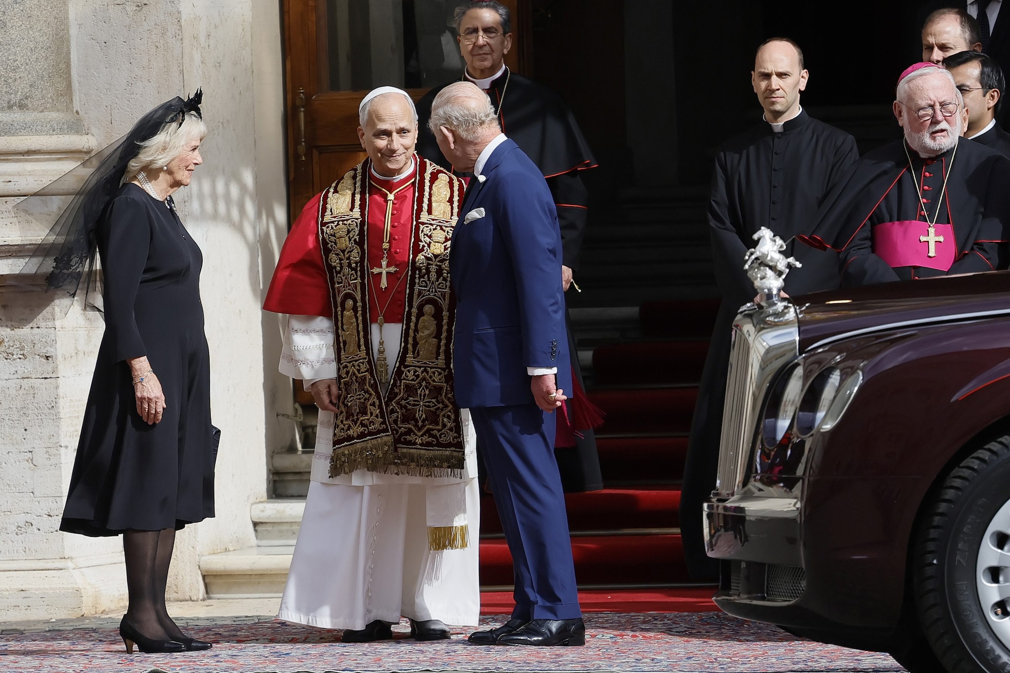 Il Papa col re e la regina