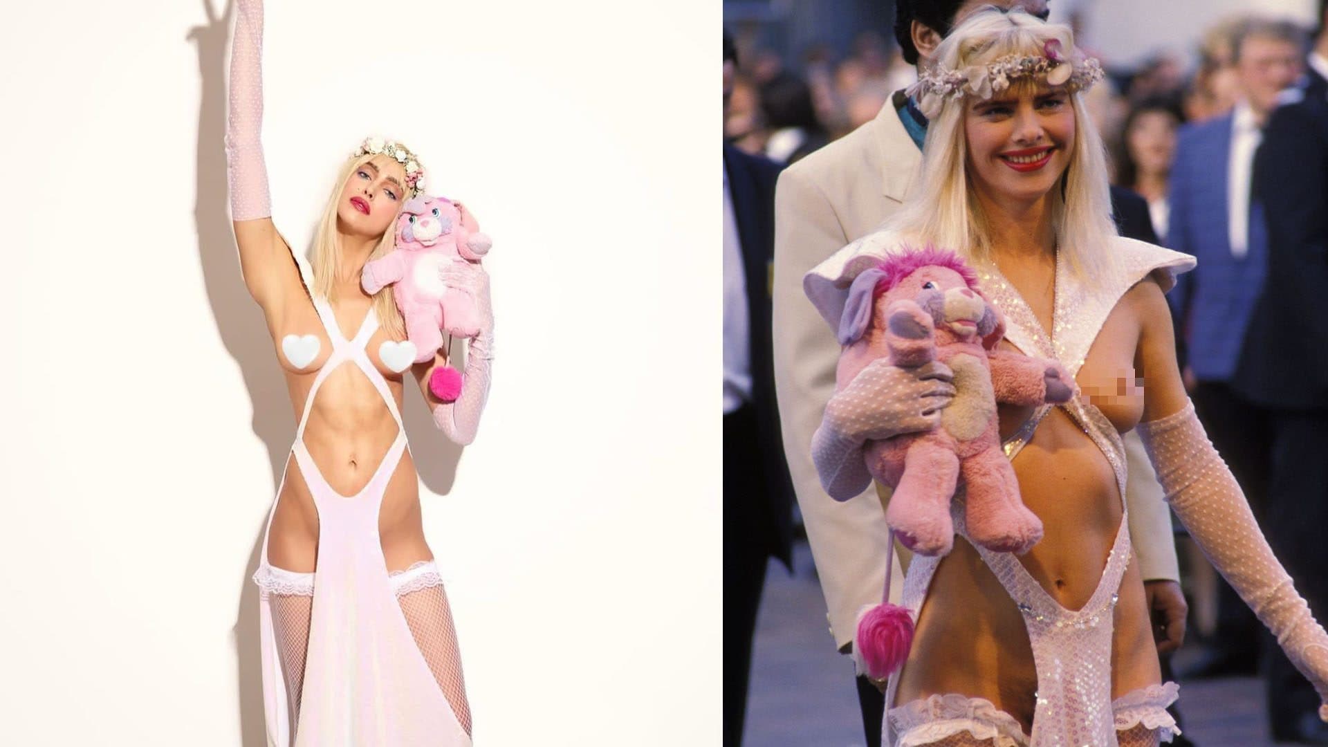 Irina Shayk festeggia Halloween ricreando l'iconico nude look con peluche di Cicciolina