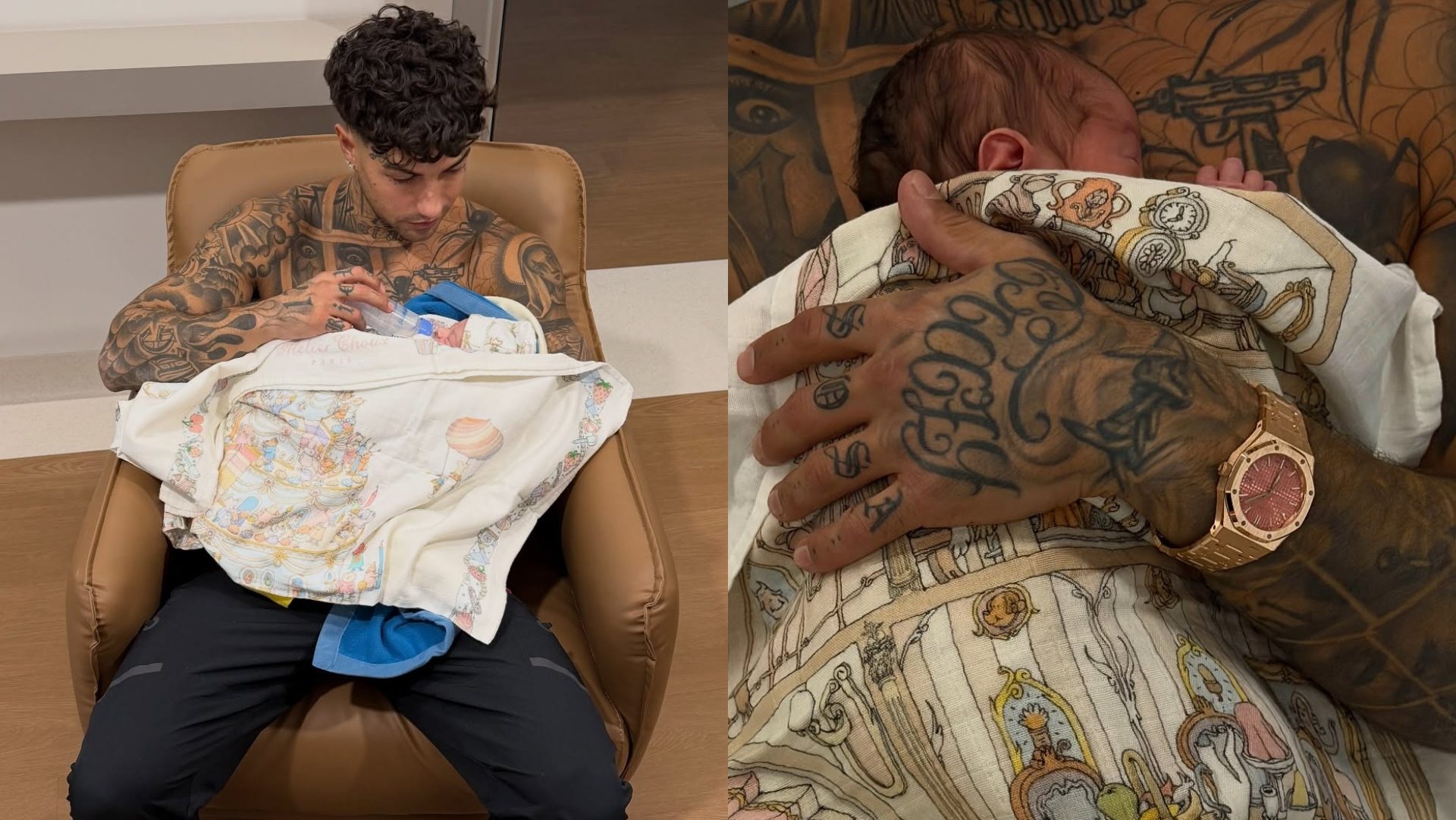 Le prime foto da papà di Tony Effe: l'orologio da oltre 50mila euro nasconde un omaggio a Priscilla